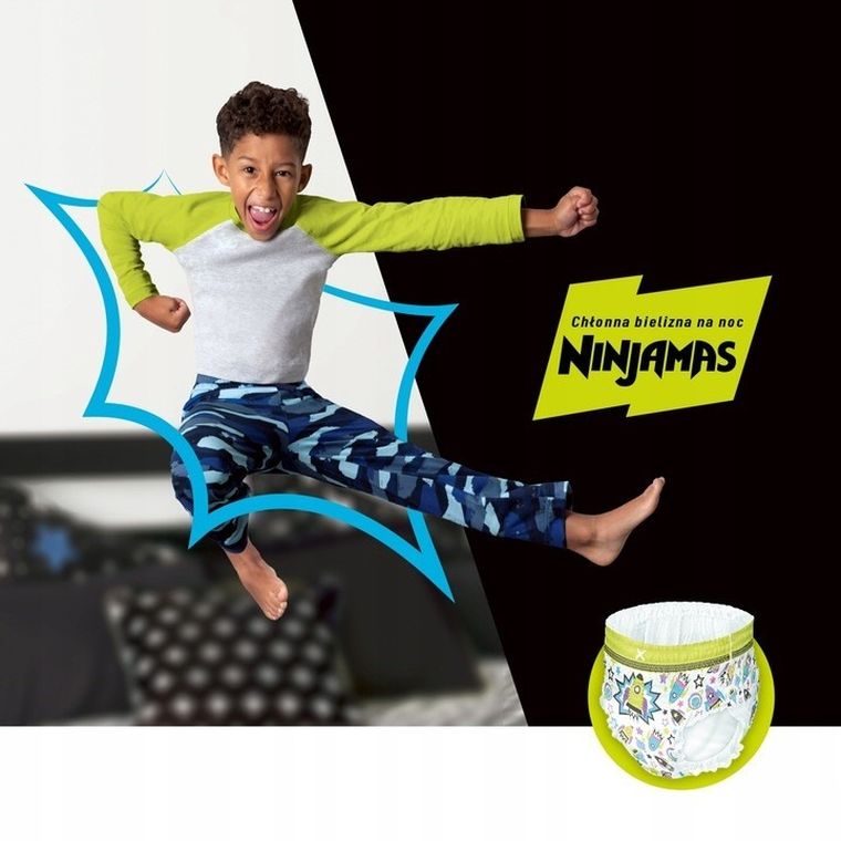 Pampers, Ninjamas, chłonna bielizna na noc, rozmiar 8-12 lat, 27-43 kg, 54 szt.