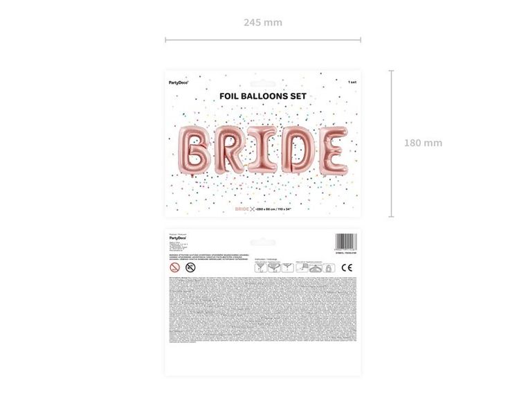 PartyDeco, balon foliowy, bride, 280-86 cm, różowe złoto