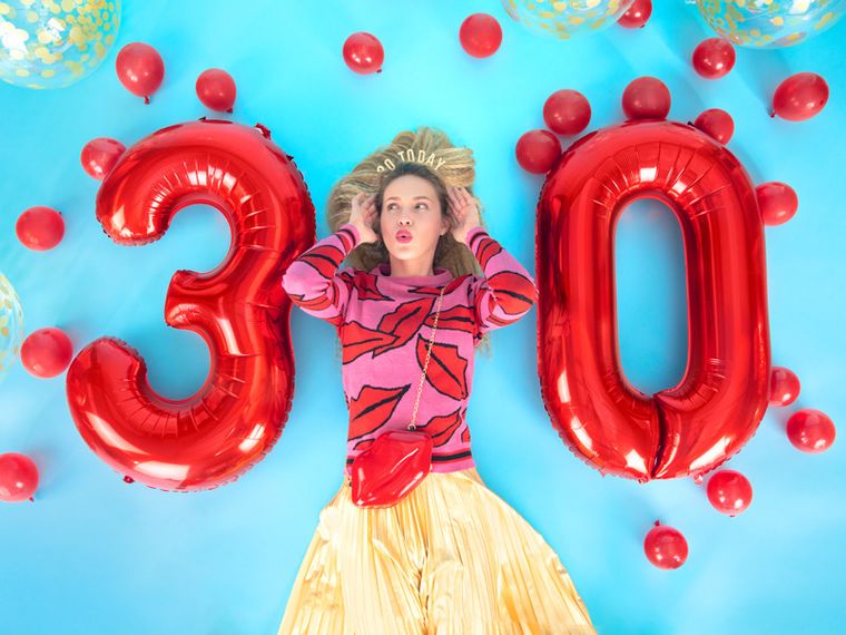 PartyDeco, balon foliowy, cyfra "7", 86 cm, czerwony, 1 szt.