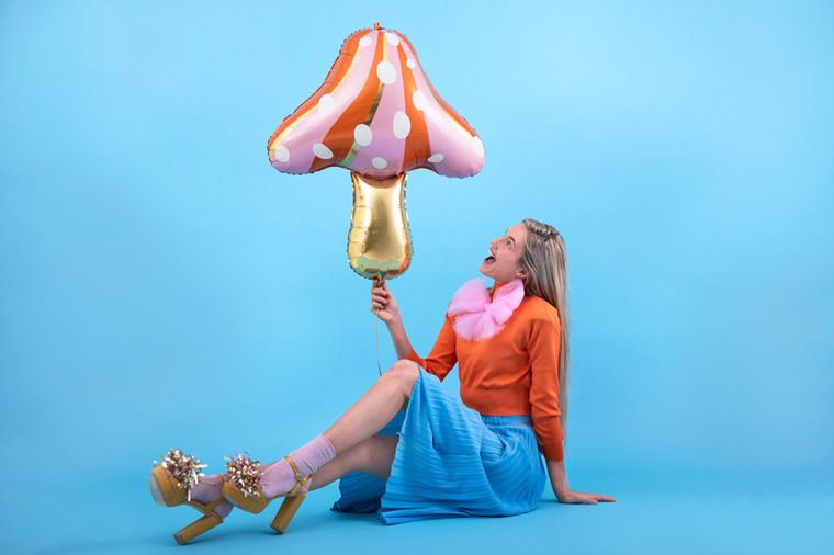 PartyDeco, balon foliowy, grzybek, 66-75 cm