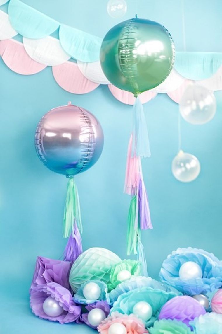 PartyDeco, balon foliowy, kula ombre, niebiesko-zielony, 30 cm