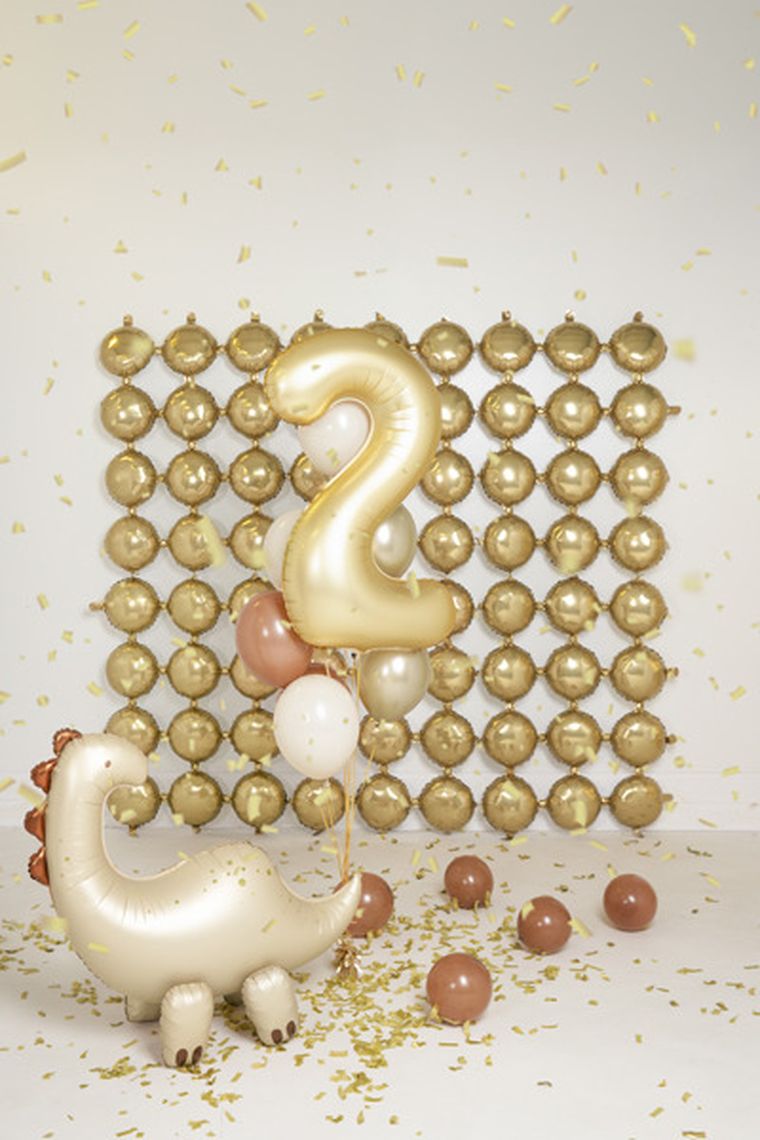 PartyDeco, balon foliowy, kurtyna dwustronna, koła złoto-srebrne