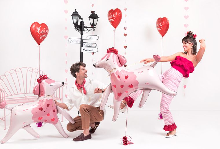 PartyDeco, balon foliowy Pudel, 119-108 cm, mix, 1 szt.