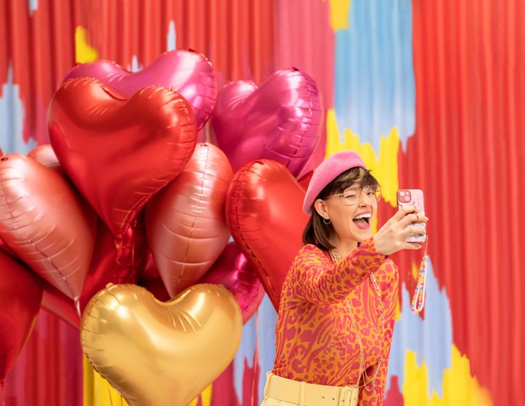 PartyDeco, balon foliowy Serce, 75-64,5 cm, różowe złoto, 1 szt.