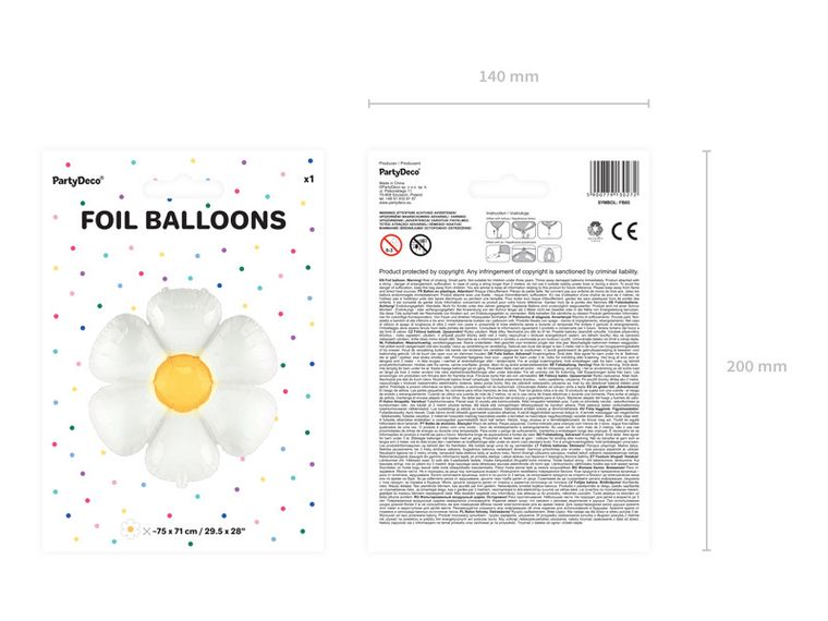 PartyDeco, balon foliowy, Stokrotka, 75-71 cm