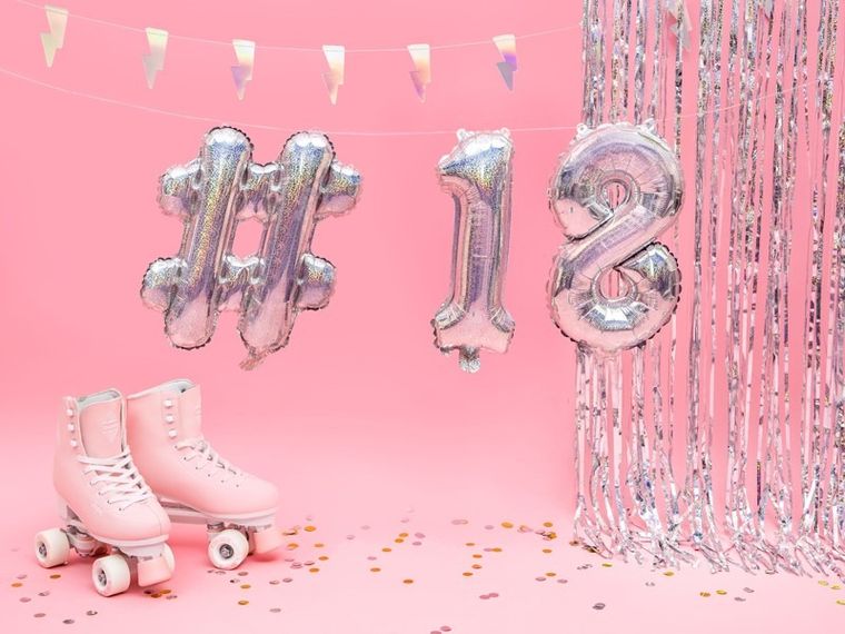 PartyDeco, balon foliowy, znak #, 35 cm, holograficzny