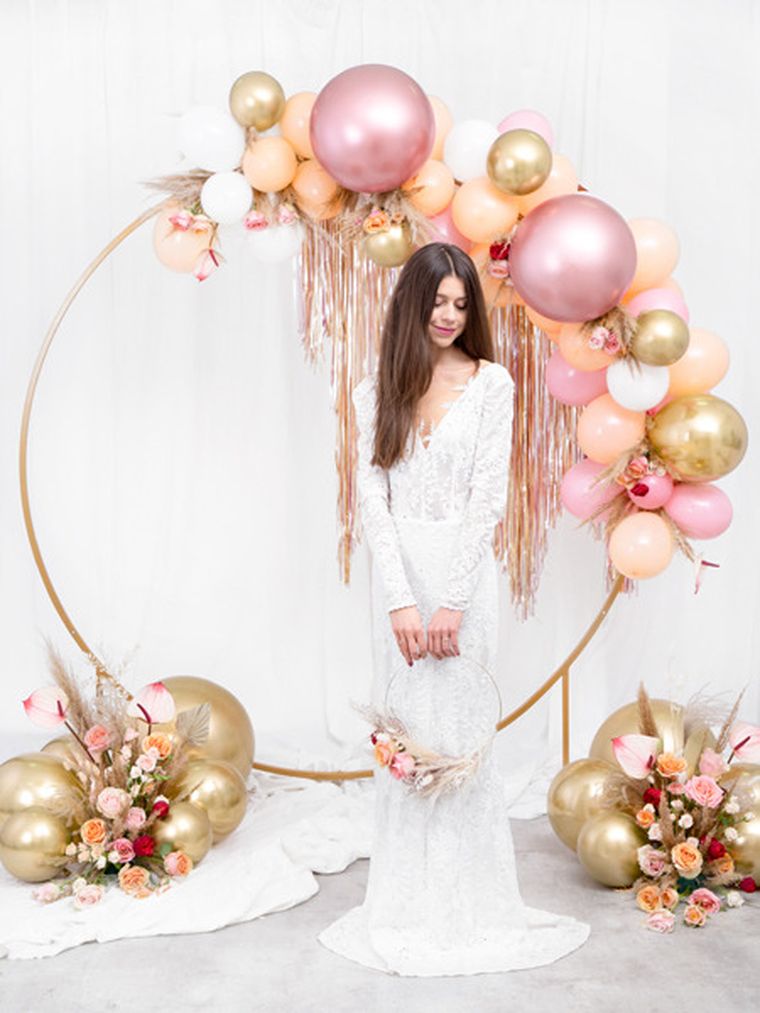 PartyDeco, balon okrągły Glossy 60 cm, różowe złoto, 1 szt.