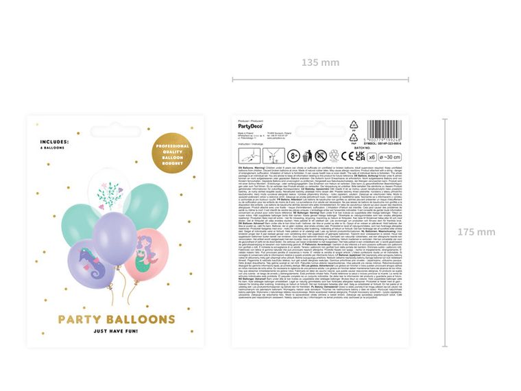 PartyDeco, balony 30 cm, Morski Świat, mix, 6 szt.