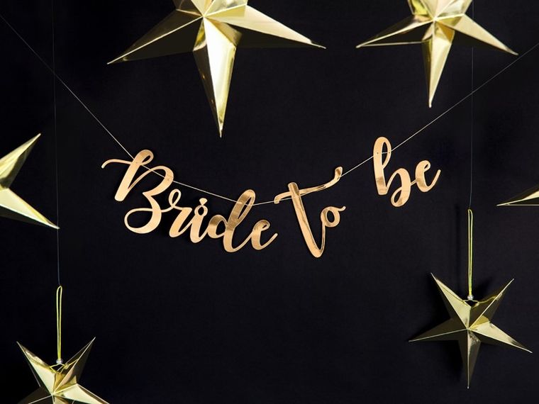 PartyDeco, baner, Bride to be, złoty, 80-19 cm