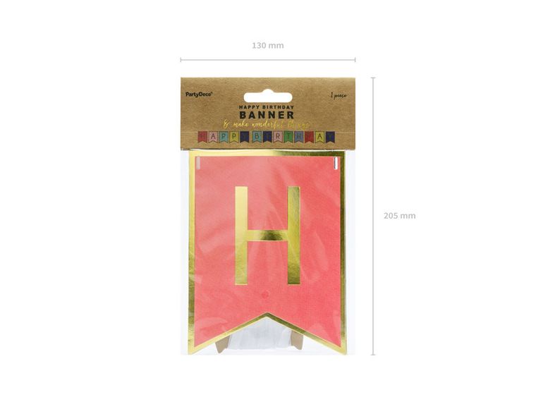 PartyDeco, baner Happy Birthday, mix, 15-175 cm