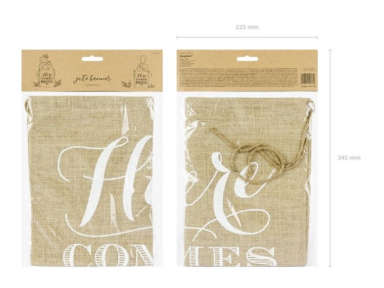 PartyDeco, baner Here Comes the Bride, 41-51 cm