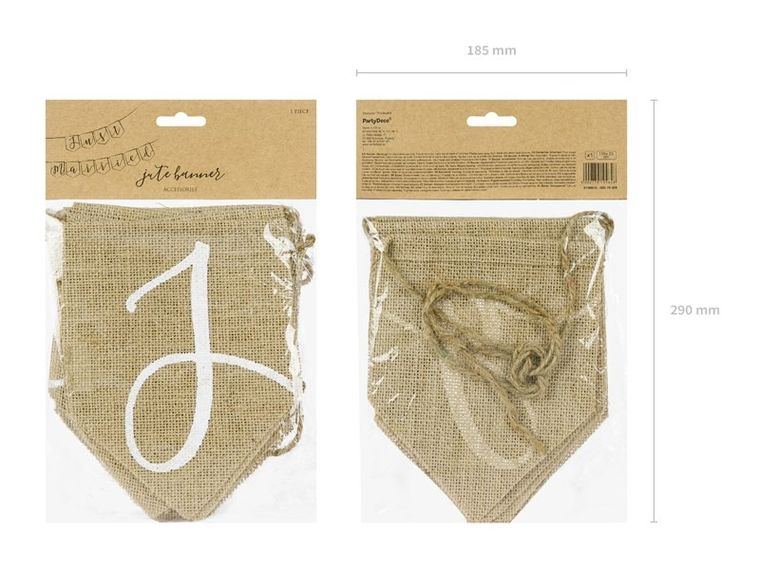 PartyDeco, baner, Just Married, 23-185 cm