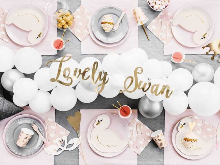 PartyDeco, baner Lovely Swan, złoty, 64-21,3 cm