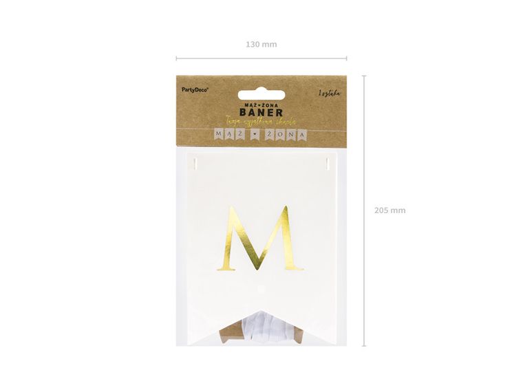 PartyDeco, baner Mąż i Żona, biała, 110 cm