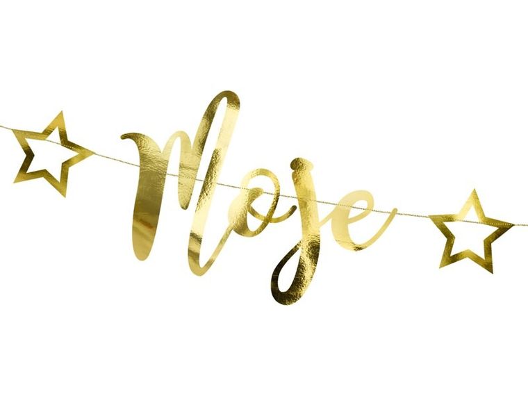 PartyDeco, baner Moje urodziny, złoty, 16,5-90 cm