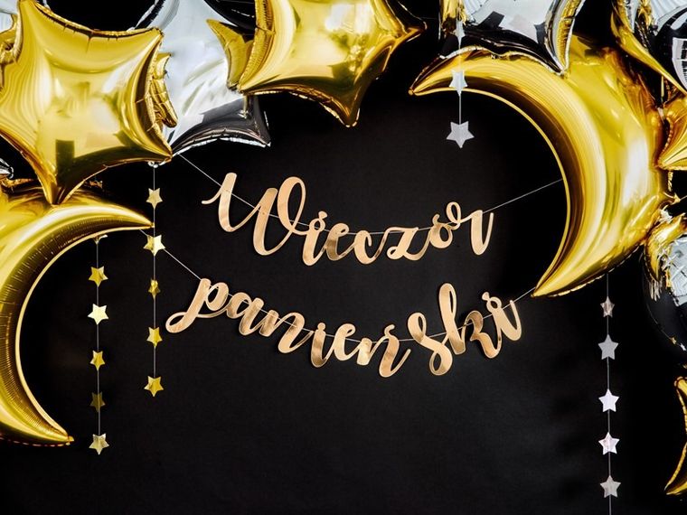 PartyDeco, baner na wieczór panieński, złoty, 150-21,5 cm