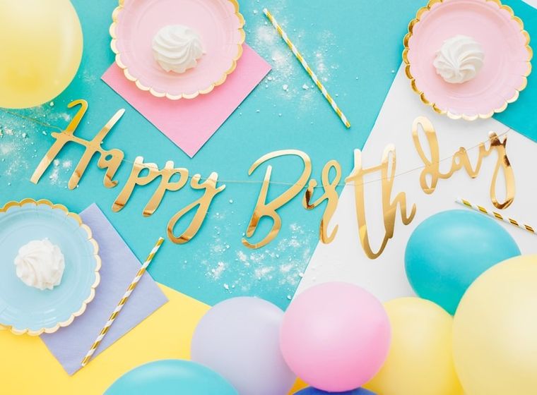 PartyDeco, baner urodzinowy, Happy Birthday, złoty, 16,5-62 cm