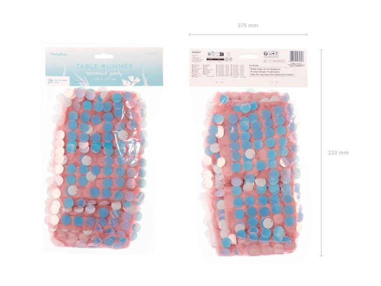 PartyDeco, bieżnik cekinowy, opalizujący, 0,3-2,13m