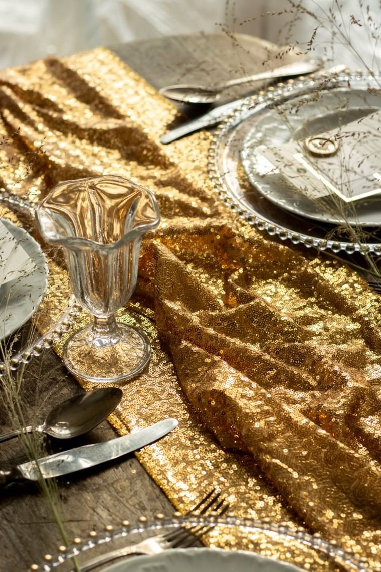 PartyDeco, bieżnik cekinowy, złoty, 0,3-5m