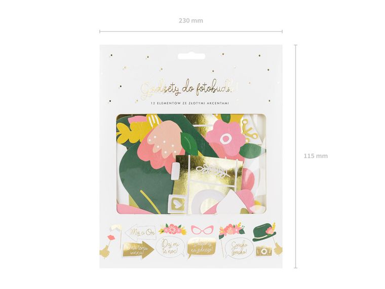 PartyDeco, gadżety do zdjęć na ślub, mix, 12 szt.