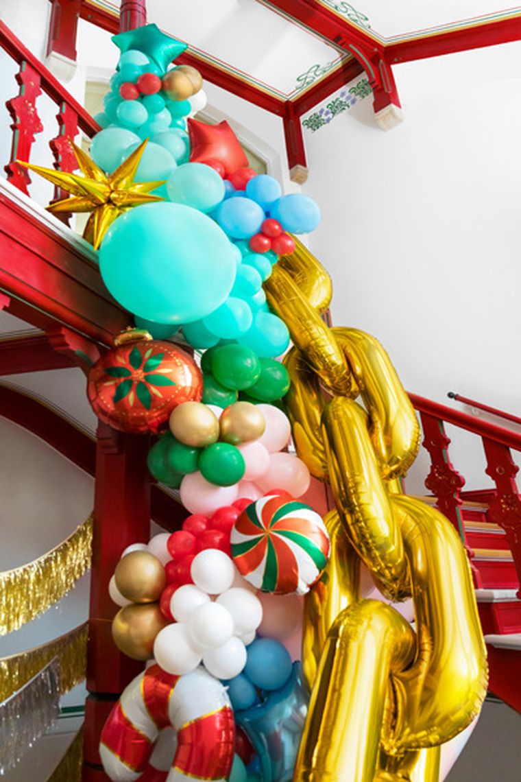 PartyDeco, girlanda balonowa Łańcuch, złoty, 6,7 m, 14 szt.