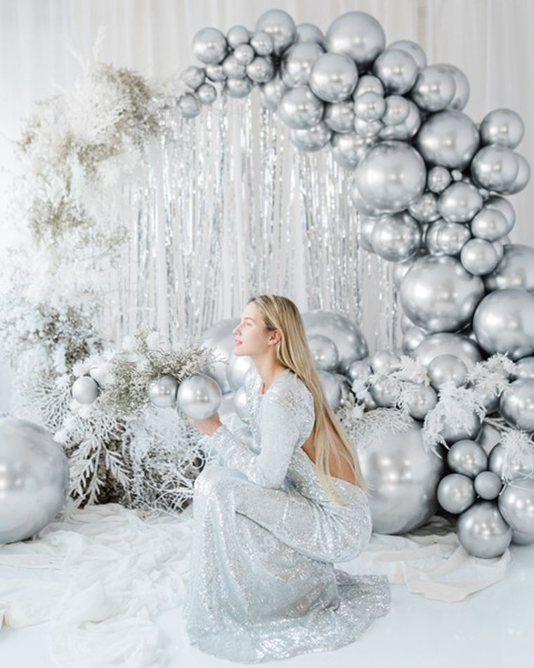 PartyDeco, Glossy, balon okrągły, 60 cm, srebrny