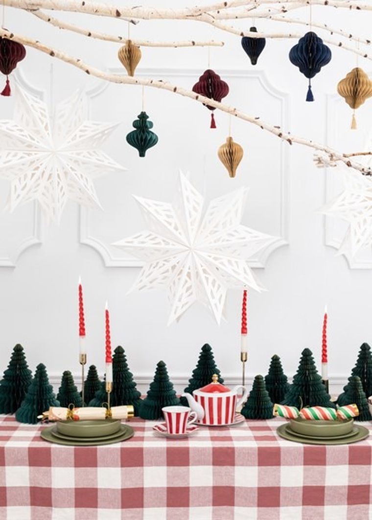 PartyDeco, gwiazda papierowa, biały, 50 cm