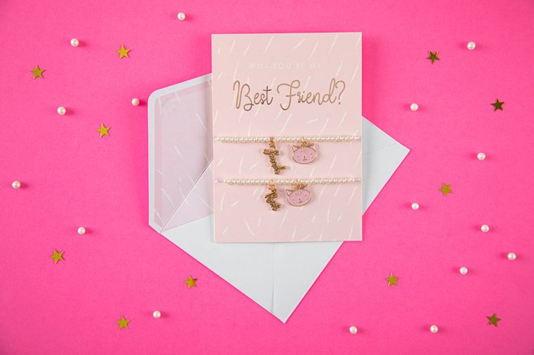 PartyDeco, kartka z bransoletkami Best Friends, 10.5-14.8 cm, 1 szt.