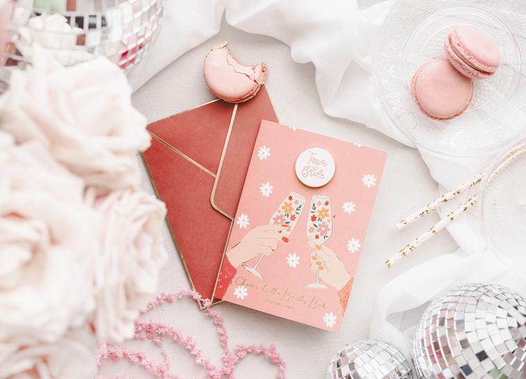 PartyDeco, kartka z pinem Bride Team, 10.5-15 cm, 1 szt.