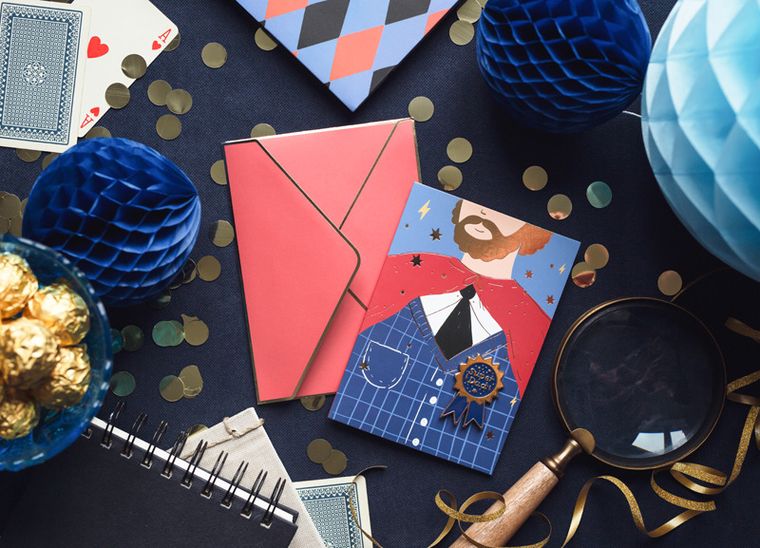 PartyDeco, kartka z pinem Kotylion, 11-15.5 cm, 1 szt.