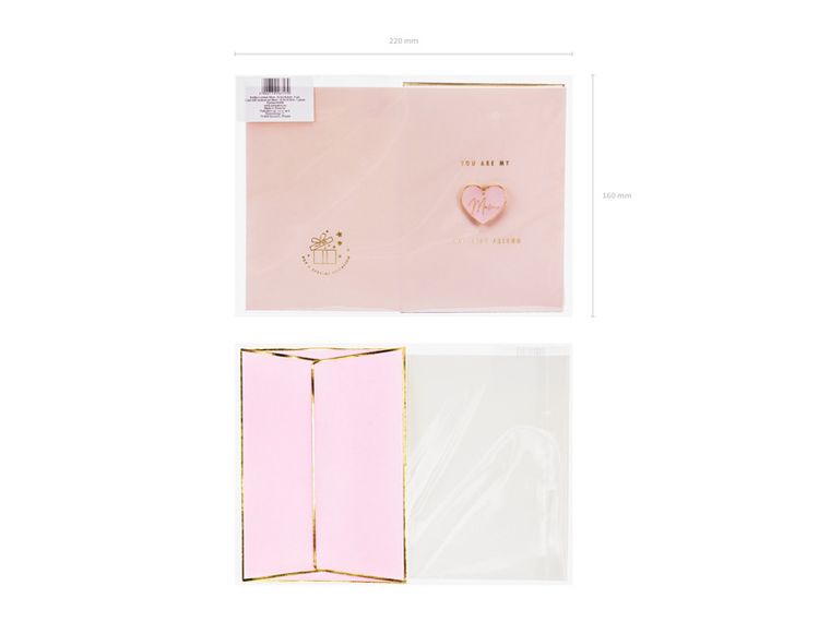 PartyDeco, kartka z pinem Mom, 10.5-14.8 cm, 1 szt.