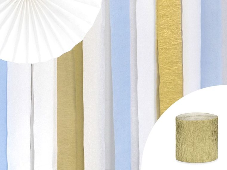 PartyDeco, krepa dekoracyjna, 5 cm, 10 m, złota, 4 szt.