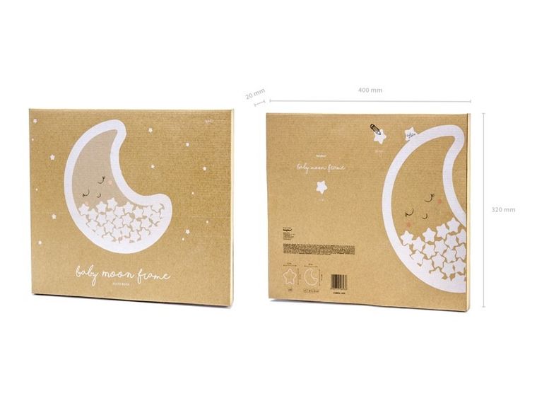 PartyDeco, księga gości, pamiątka dla dziecka, księżyc, biała