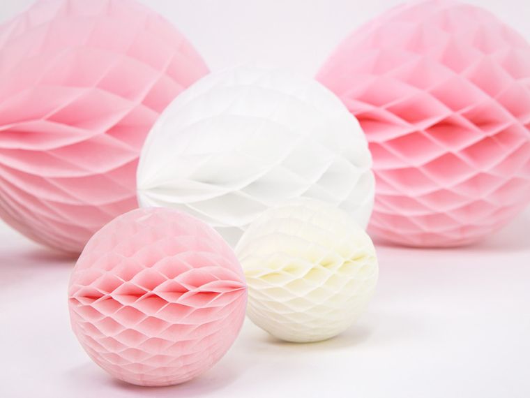 PartyDeco, kula bibułowa, jasny różowy, 10 cm