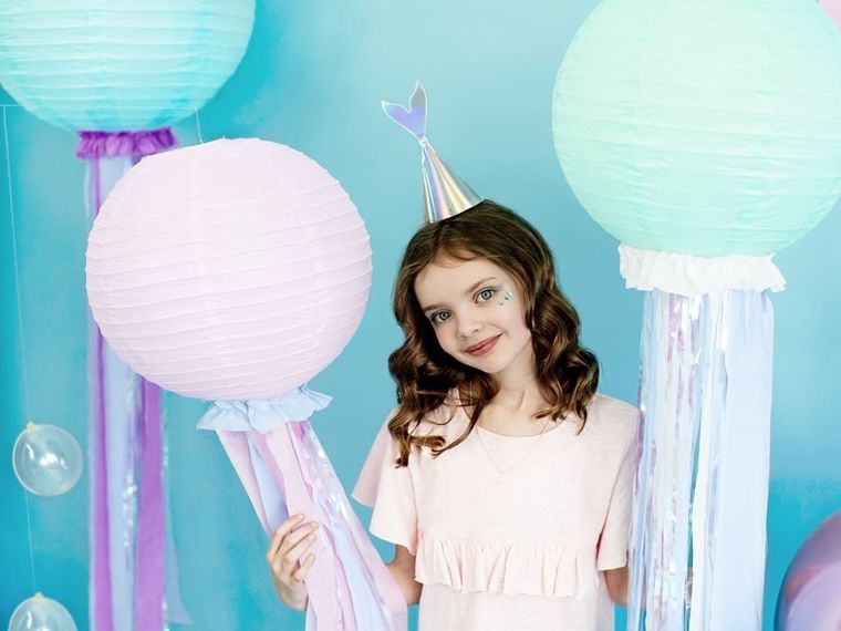 PartyDeco, Mermaid Party, urodzinowe czapeczki syrenka, opalizujący, 18 cm