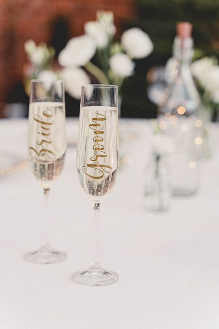 PartyDeco, naklejki na kieliszki, bride & groom, złoty, 2 szt.