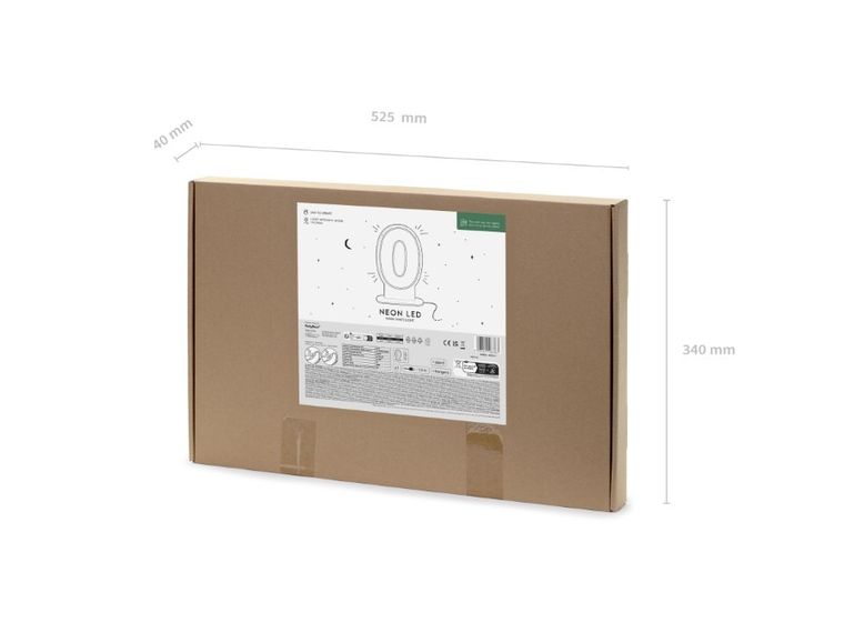 PartyDeco, neon LED, cyfra 0, biały, 50 cm