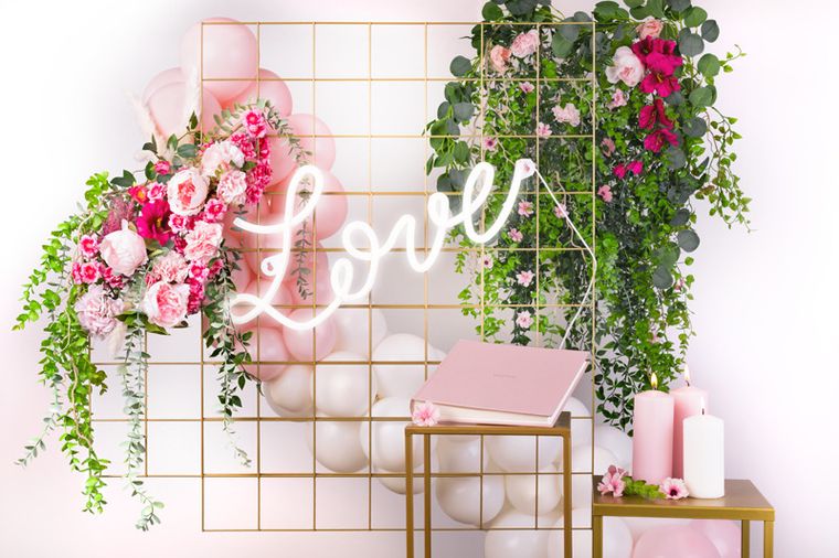 PartyDeco, neon LED, Love, biały, 61-27,4 cm, 1 szt.