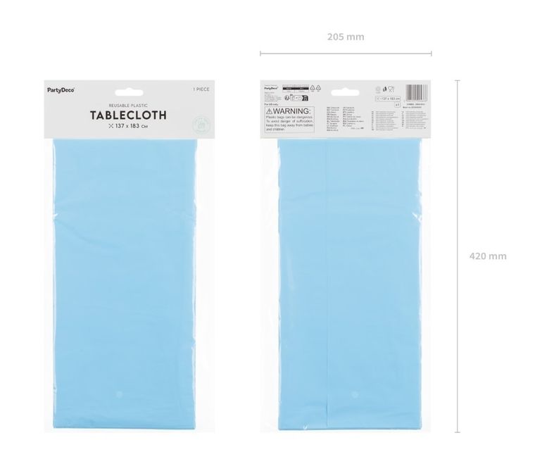 PartyDeco, obrus, jasny niebieski, 137-183 cm