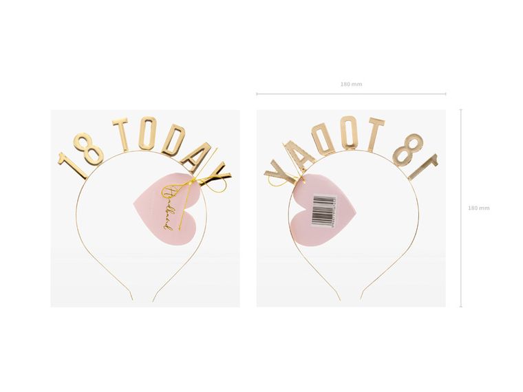 PartyDeco, opaska 18 Today, złoty, 1 szt.