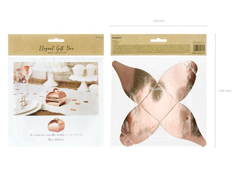 PartyDeco, ozdobne pudełeczka, różowe złoto, 10 szt.