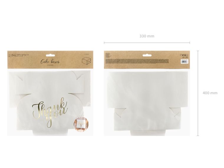 PartyDeco, ozdobne pudełka na ciasto, Thank you, złoty, 14-8,5-14 cm, 10 szt.