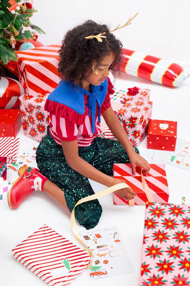 PartyDeco, papier do pakowania, Gwiazda Betlejemska, 70-200 cm