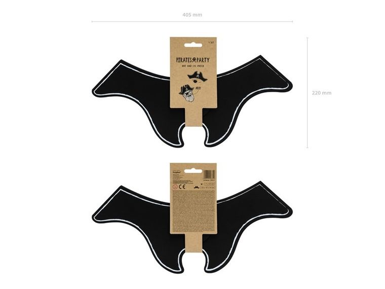 PartyDeco, Pirackie Party, czapka pirata z opaską na oko, 14 cm