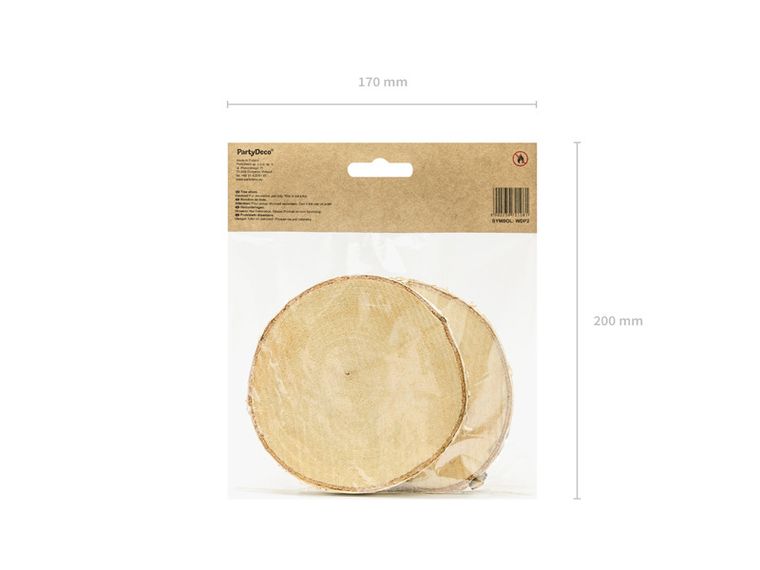 PartyDeco, podstawki drewniane, średnica 10-12 cm,