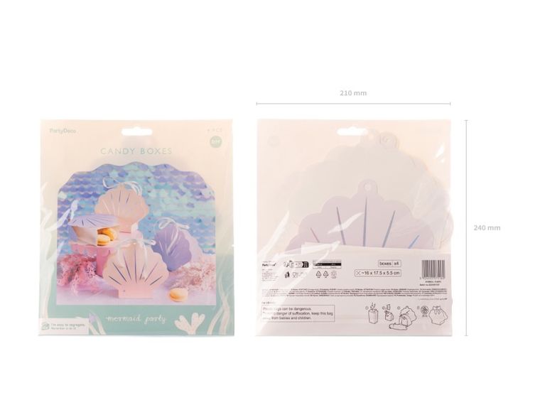 PartyDeco, pudełeczka, muszla, 16-17.5-5.5 cm, 4 szt.