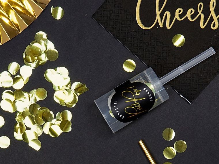 PartyDeco, push pop konfetti, złoty