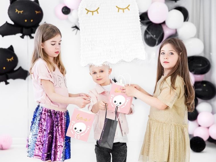 PartyDeco, Różowe Halloween, piniata urodzinowa, duch, biała