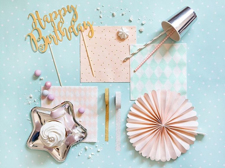 PartyDeco, serwetki papierowe różowe w złote kropeczki, 33 cm, 20 szt.