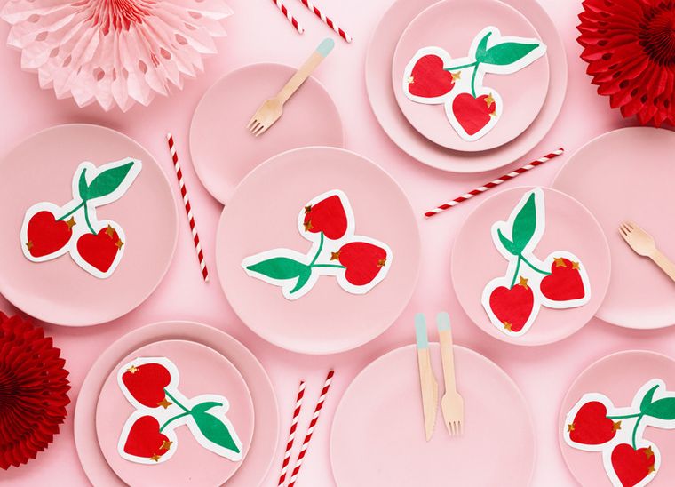 PartyDeco, serwetki Wiśnie, mix, 13.5-16 cm, 20 szt.